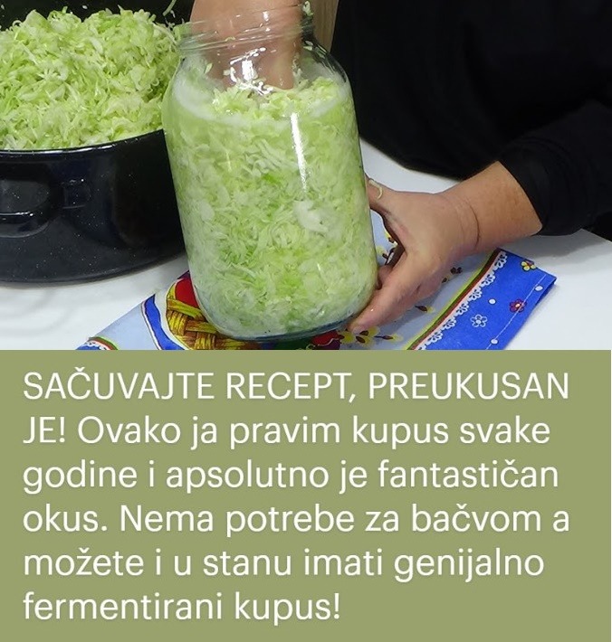 SAČUVAJTE RECEPT, PREUKUSAN JE! 😲👆Ovako ja pravim kupus svake godine i apsolutno je fantastičan okus. Nema potrebe za bačvom a možete i u stanu imati genijalno fermentirani kupus! - featured image